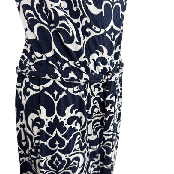 INC International Concepts Navy White Sleeveless Scoop Neck Jersey Knit Dress M - Picture 3 of 16